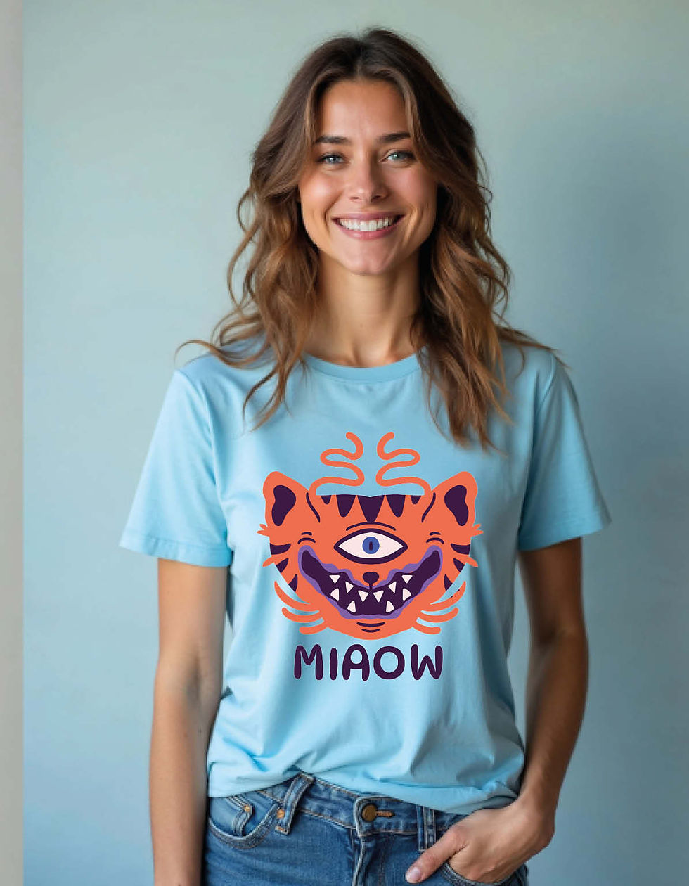 Thumbnail: Miaow Printed T-Shirt for All Age