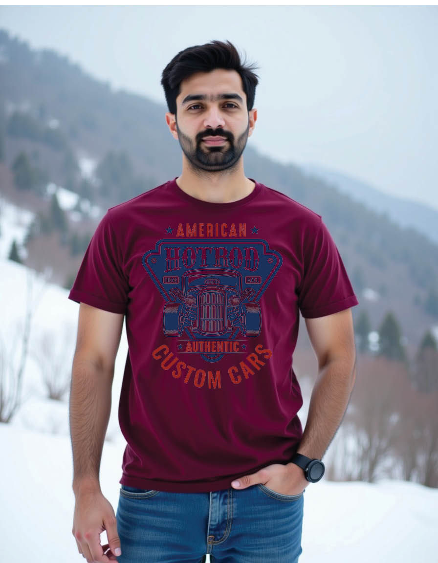 Thumbnail: american hotrod drag race authentic custom cars mens printed graphic t shirt