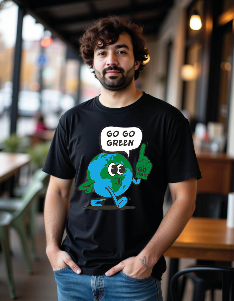 Thumbnail: go green concept walking comic vintage earthplane mens printed graphic t shirts