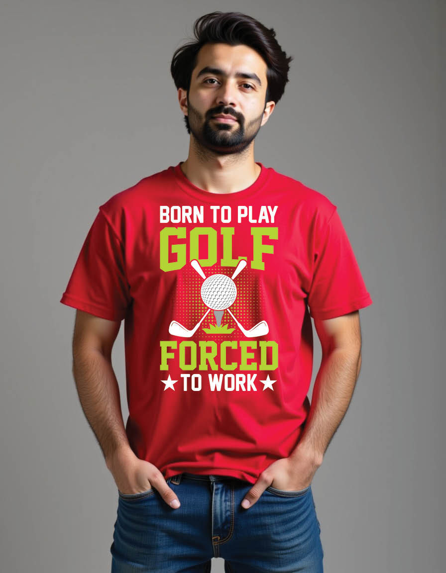 born play golf forced work golf mens printed graphic t shirt
