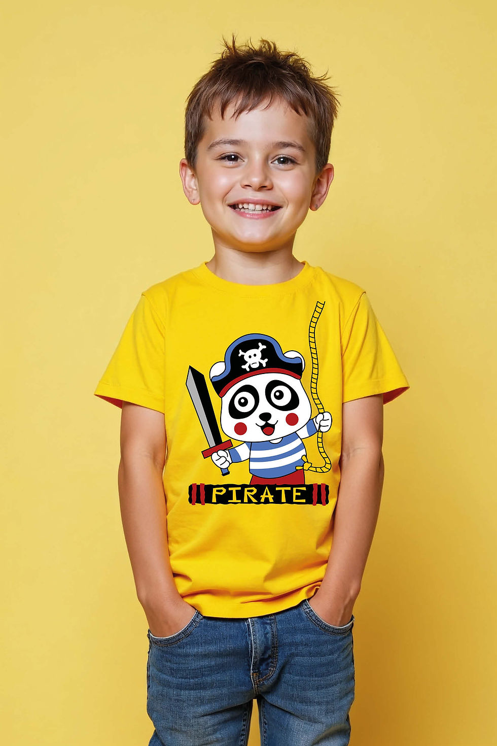 Thumbnail: Pirate Cartoon Comfortable Cartoon Printed T-Shirt for Boys & Girls – Character