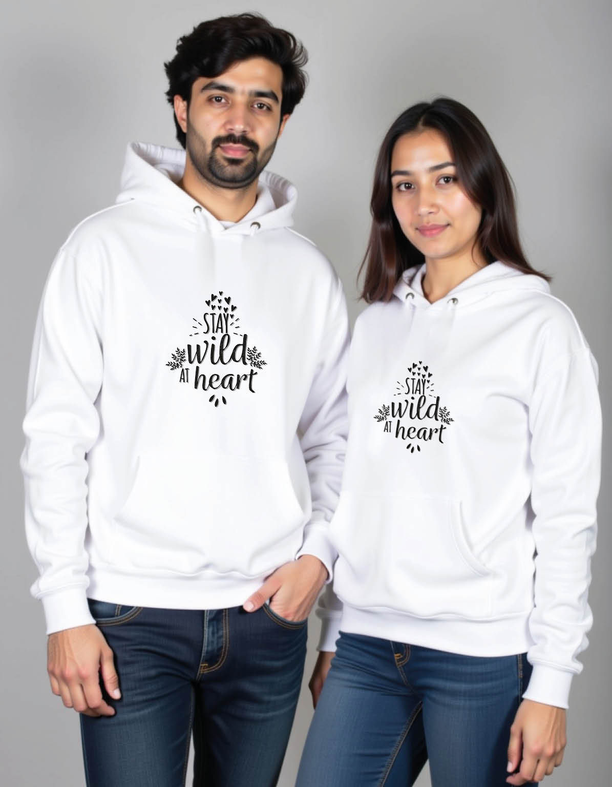 stay wild at heart Minimal Graphic Printed Couple Hoodies