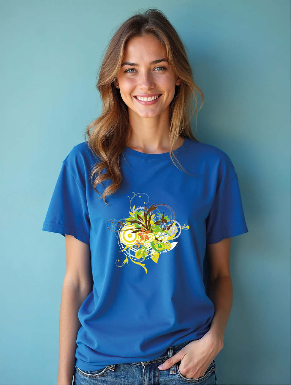 Thumbnail: Abstract Lime Green and Yellow Floral Stylish Women’s Printed Graphic t shirt