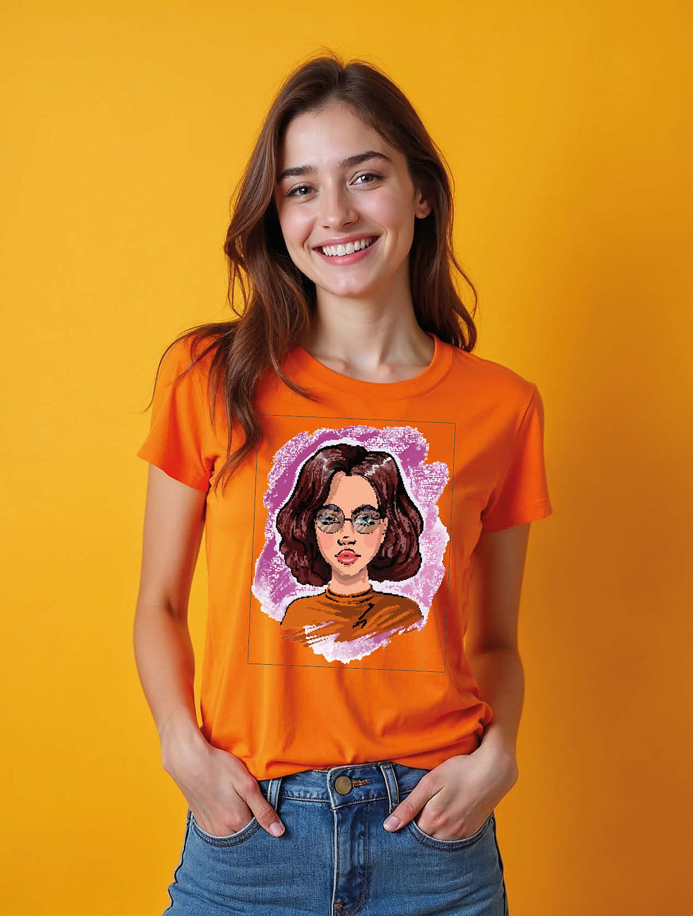 Thumbnail: Red Retro Glasses Modern Women’s Printed T-Shirt – Fast Delivery