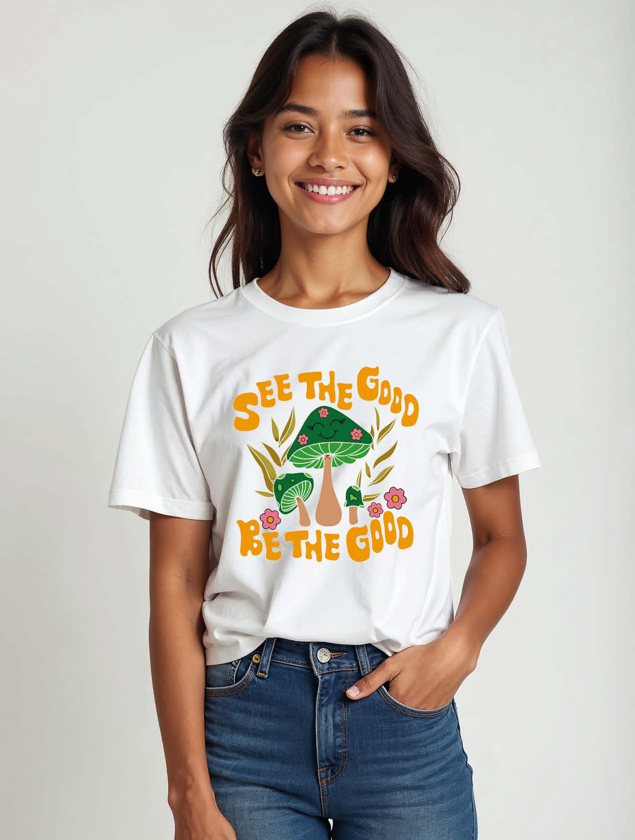 see the good be the good Modern Women’s Typography T-Shirt – Shop Now