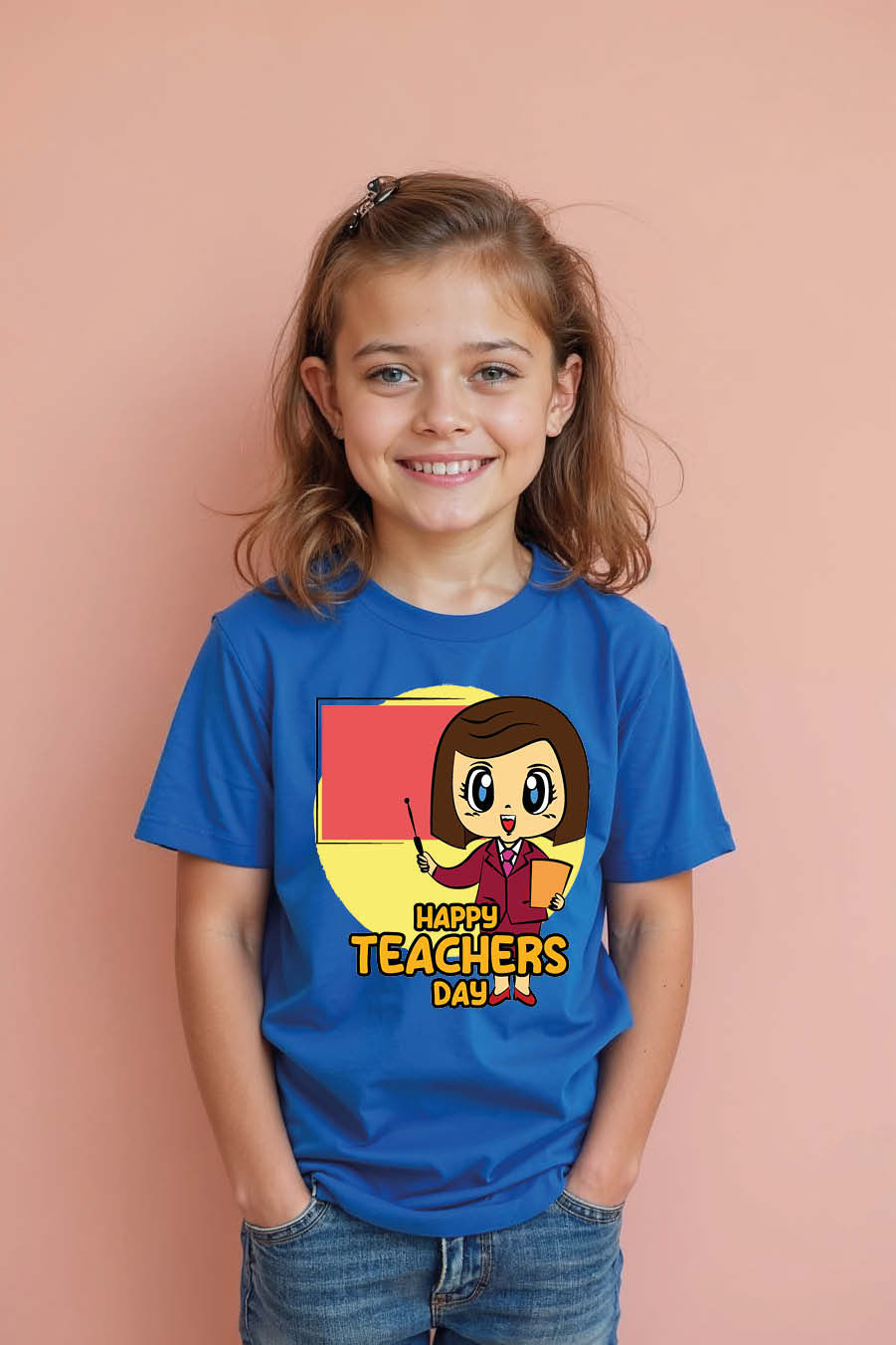 Thumbnail: happy teachers day Cotton Kids Printed T-Shirt – Print Design for Boys & Girls