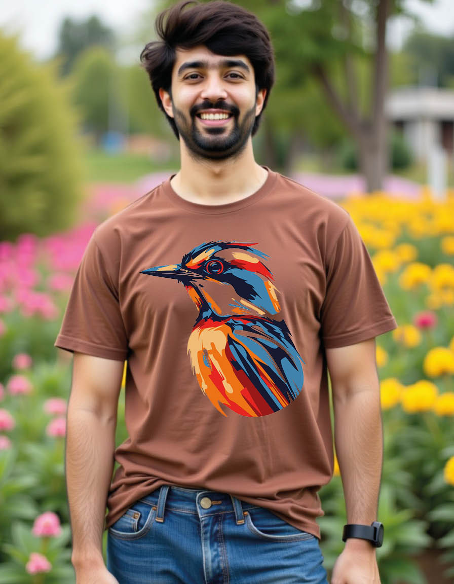 Thumbnail: bird with pop art style mens printed graphic t shirt