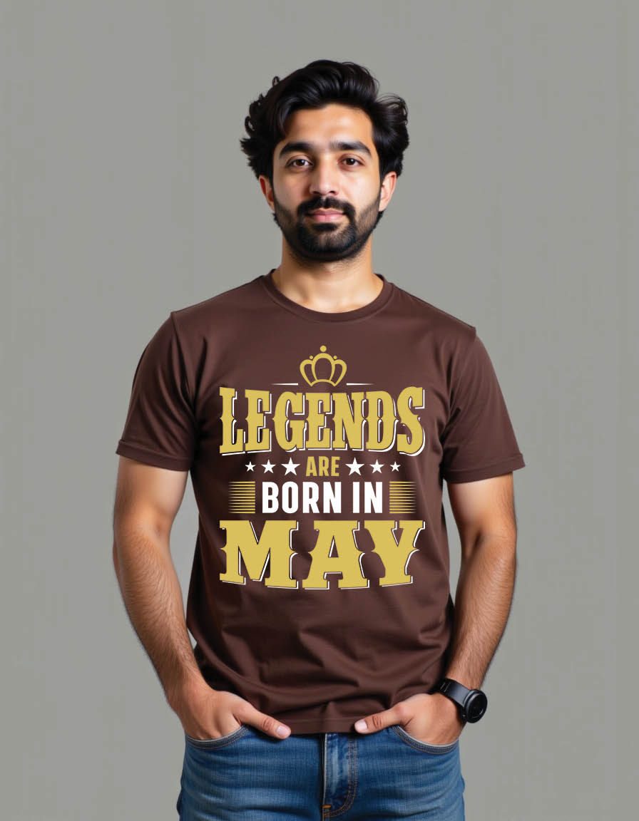 Thumbnail: legends are born may typography mens printed graphic t shirt