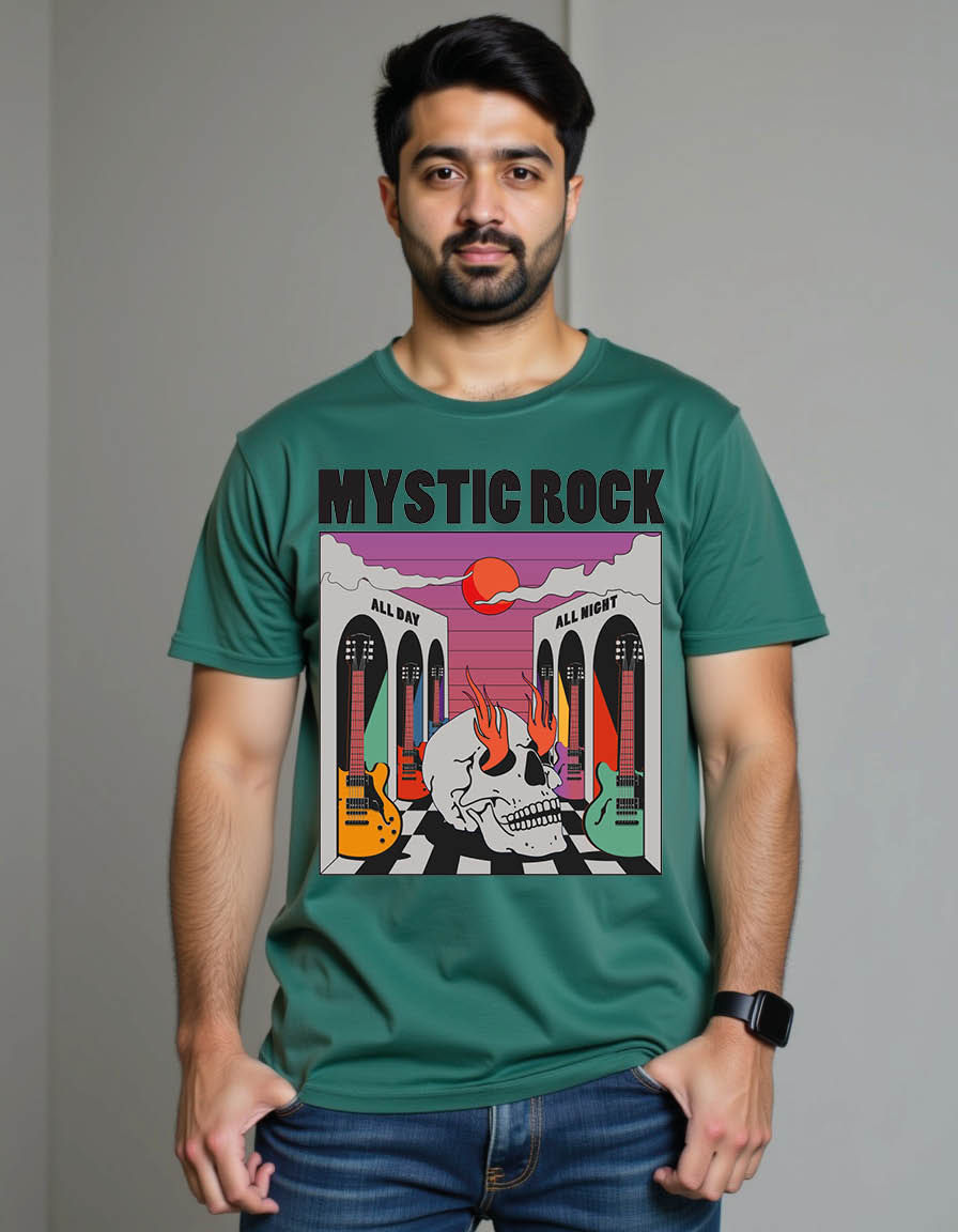 Thumbnail: vintage styled mystic rock music poster flyermens printed graphic t shirts