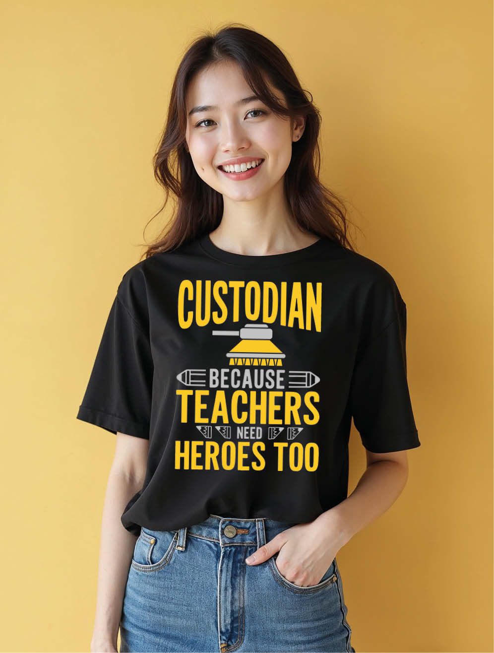 Custdian becaaus teacher need heroes too Cool Women’s Quote T-Shirt – Hot Deal