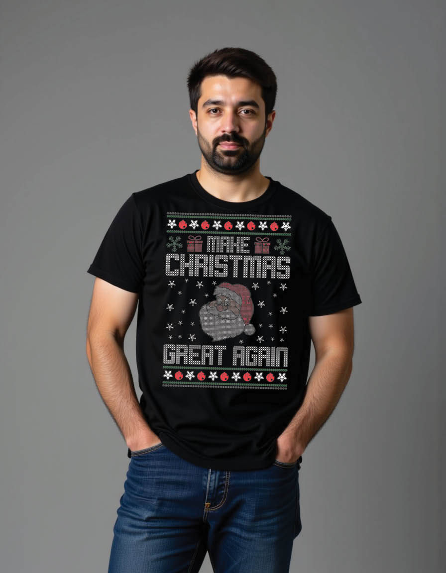 Thumbnail: make christmas great again ugly christmas sweater mens printed graphic t shirt