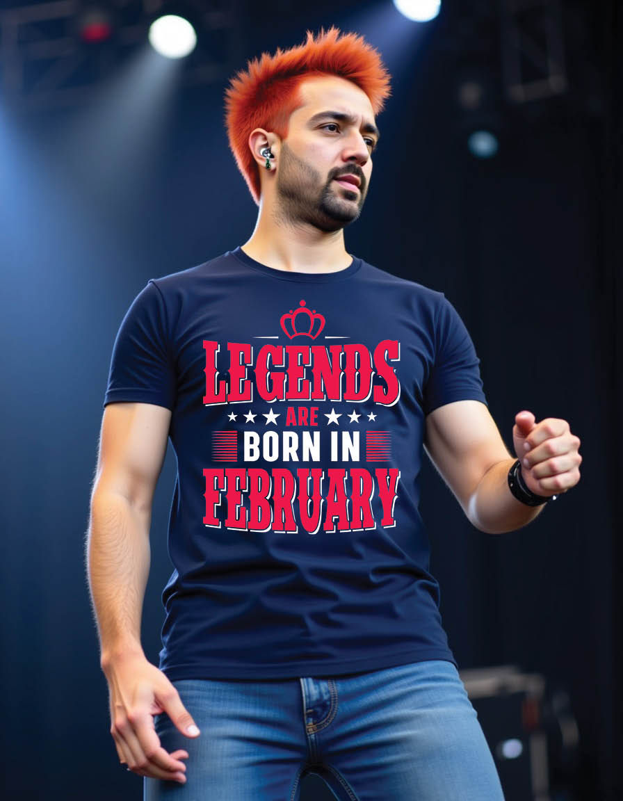 Thumbnail: legends are born february typography mens printed graphic t shirt