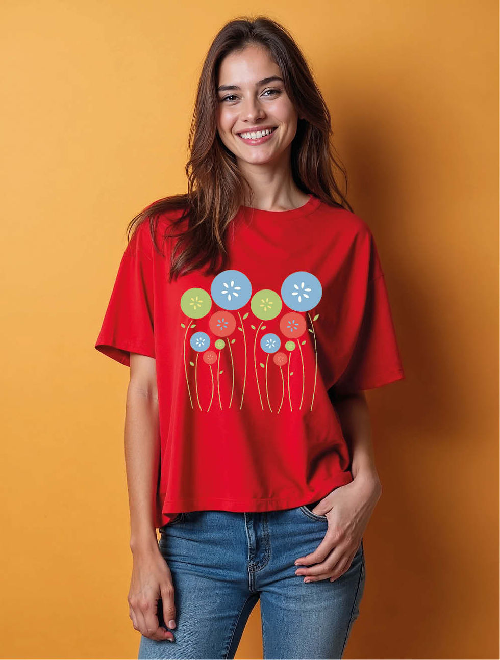 Abstract Circle Flower Stylish Women’s Printed Graphic Streetwear T-Shirt
