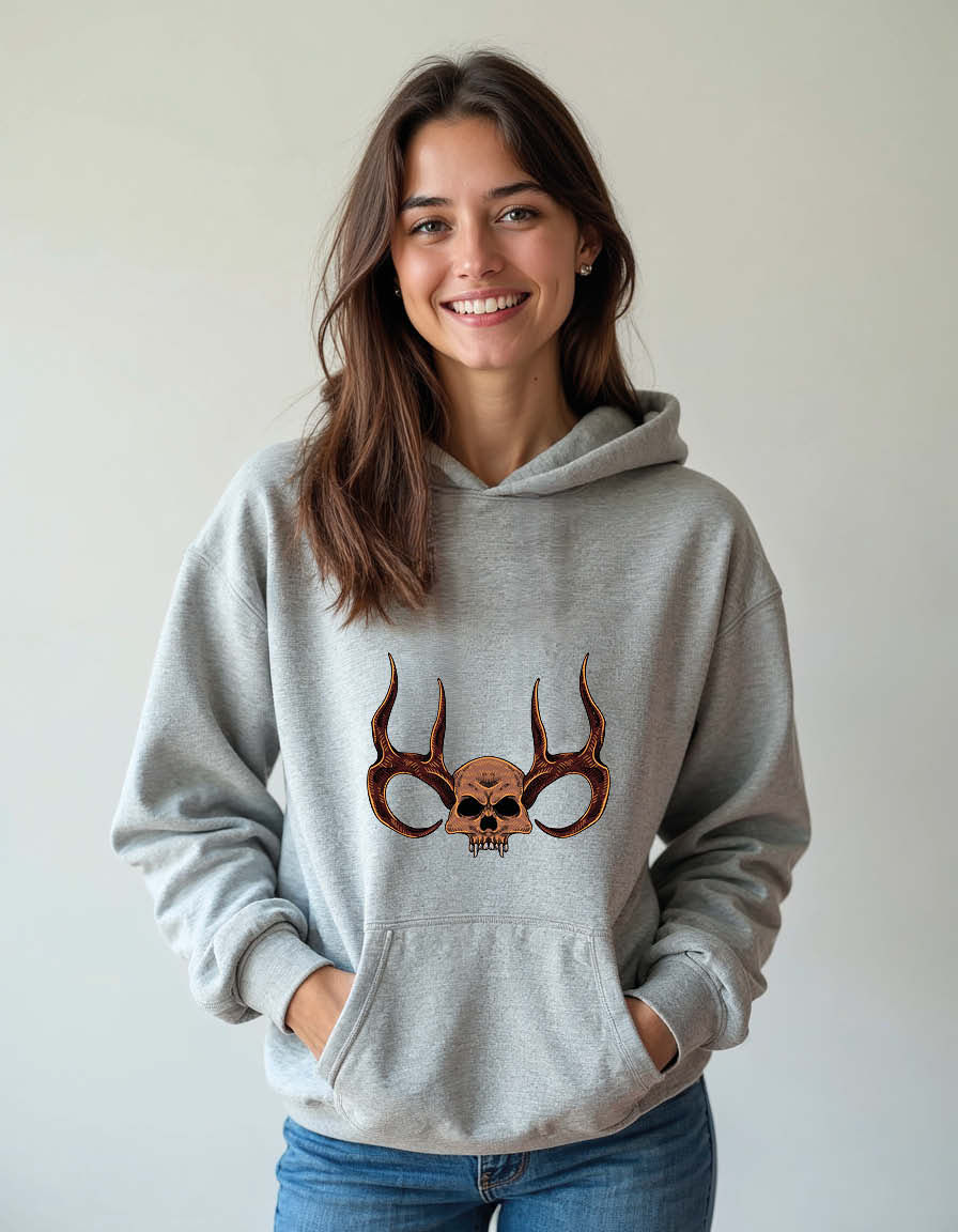 Thumbnail: Deer horned skull Unisex Printed Graphic Hoodies