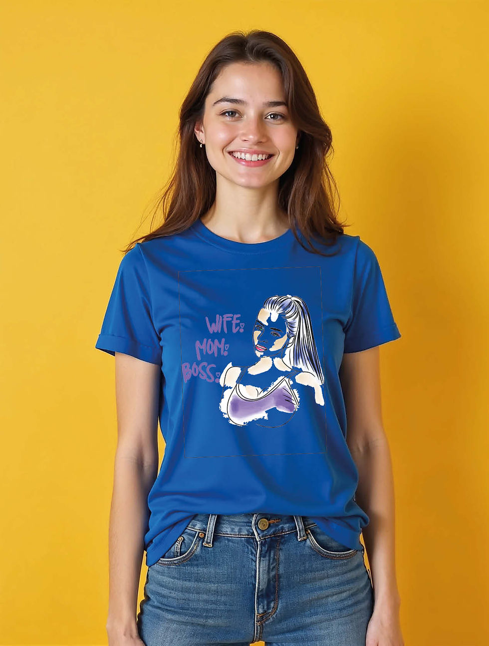 Thumbnail: wife mom boss Cool Women’s Printed Graphic Typography T-Shirt – Shop Now