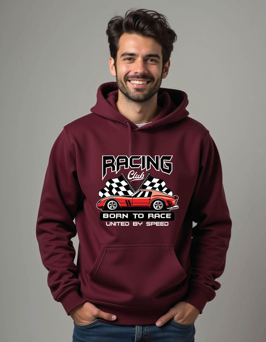 Thumbnail: racing club born to race Premium Quality Men’s Streetwear Printed Hoodie