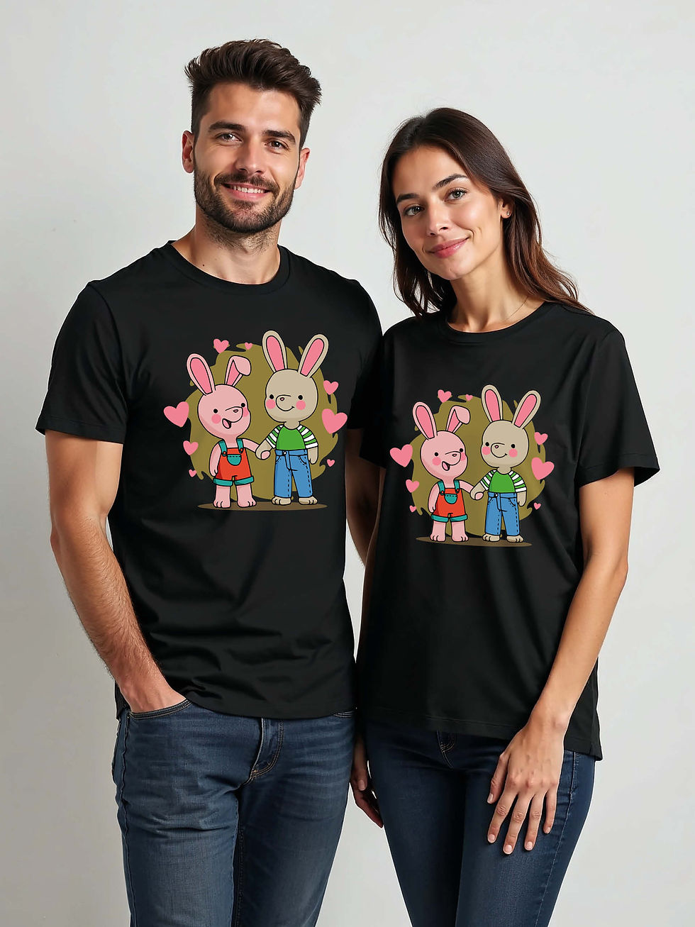 Thumbnail: Romantic Cartoon Couple Matching Tee Lovers Edition – Limited Stock