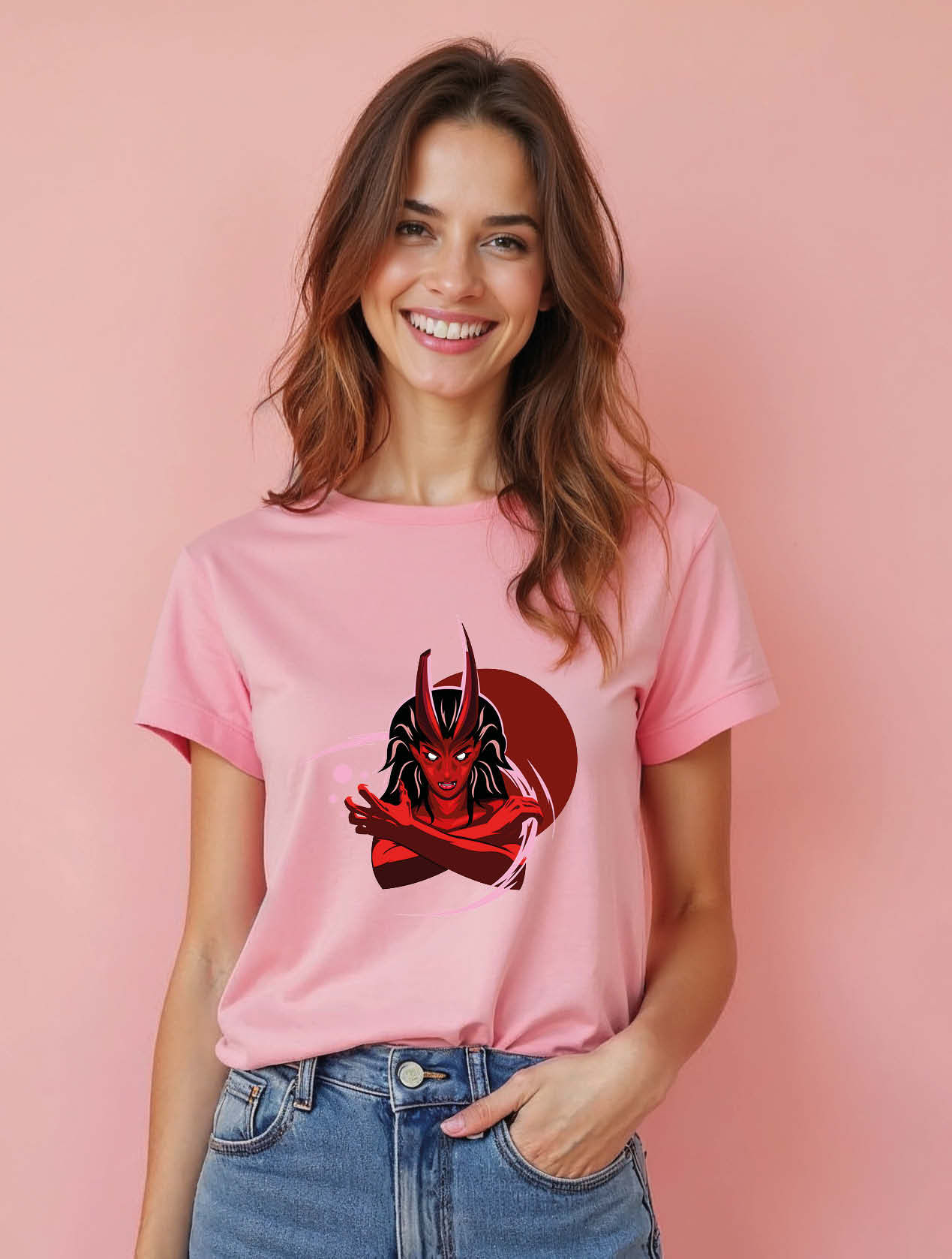 Fiery Succubus Chic Women’s Printed Graphic Streetwear T-Shirt – Limited Stock