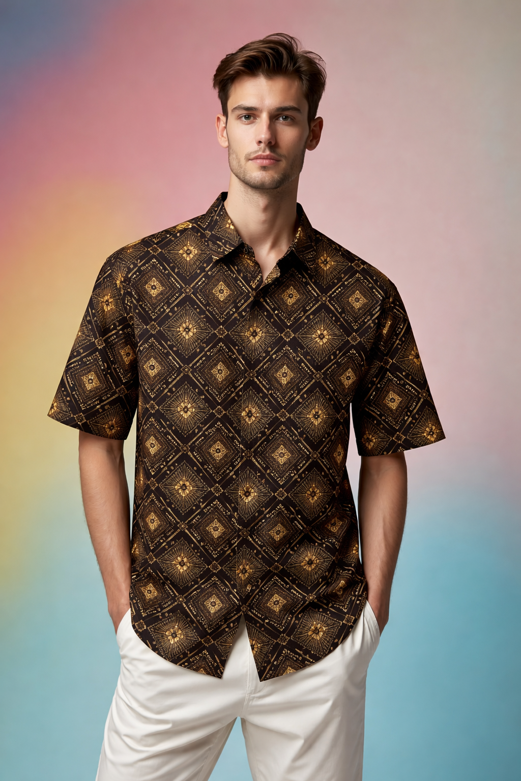 Art Deco Design Exclusive Urban Patterned AOP Oversized Shirt