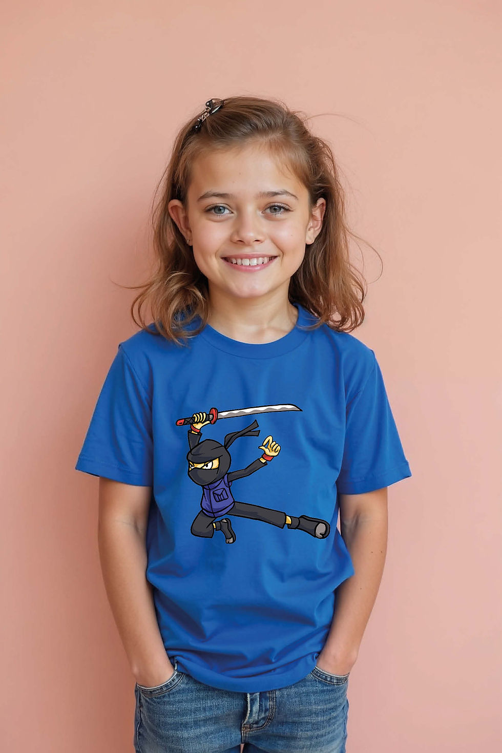 Thumbnail: Ninja Warrior Graphic Kids T-Shirt – Action Cartoon Tee for Boys & Girls