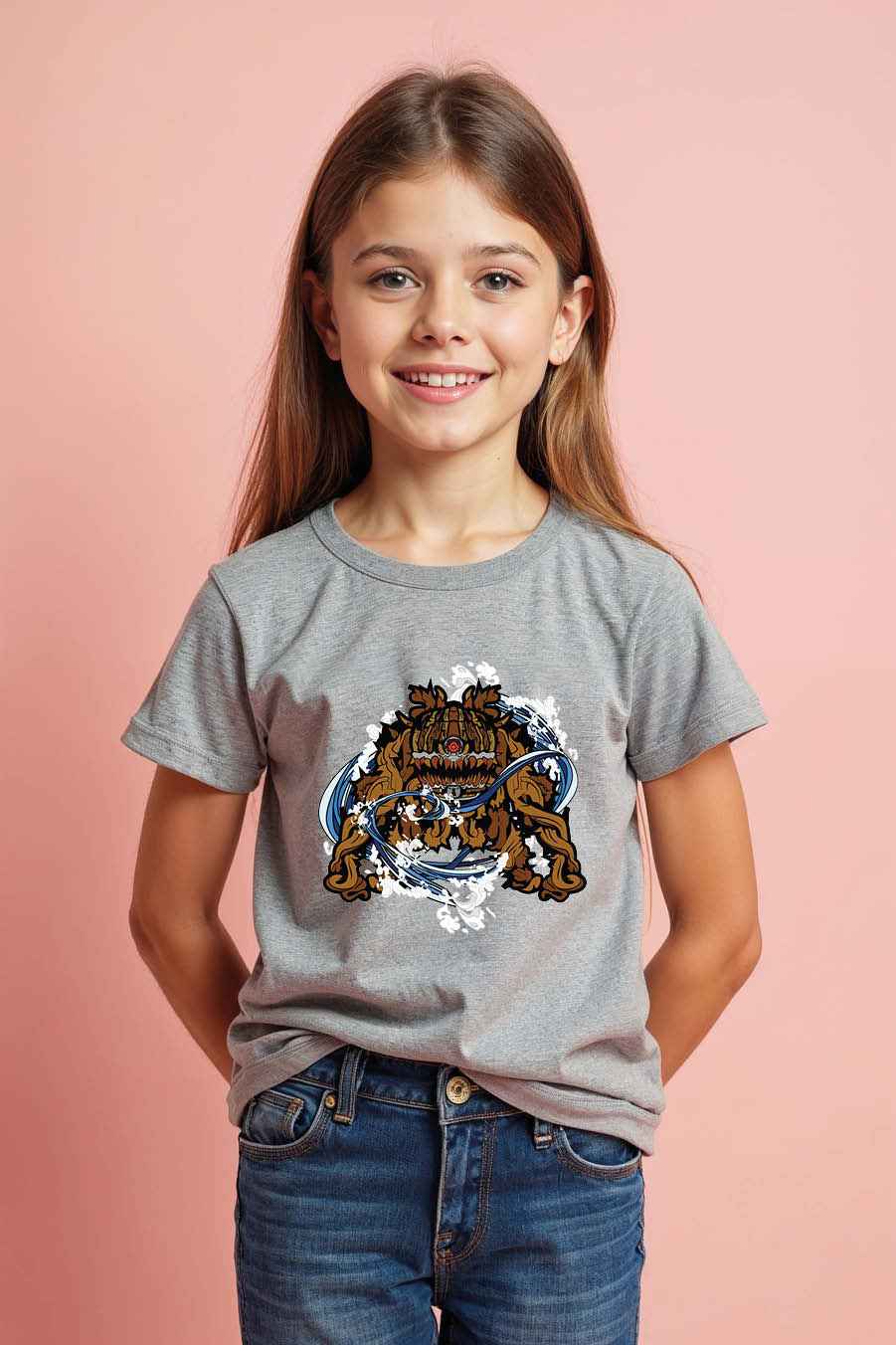 Thumbnail: Stone Fu Dog Fortress Cool Kids Printed T-Shirt – Cartoon Print Design
