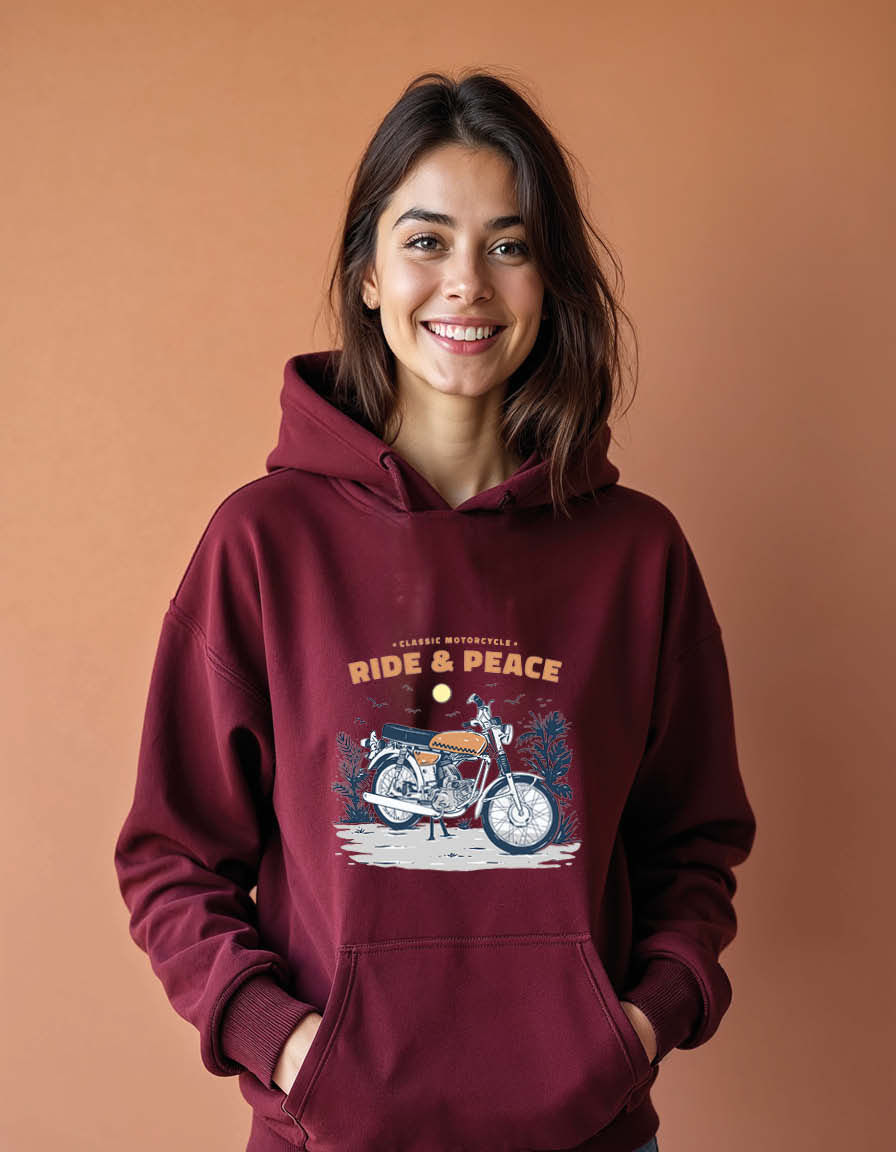 Thumbnail: classic motorcycle ride peace Unisex Graphic Printed Hoodies for mens & womens