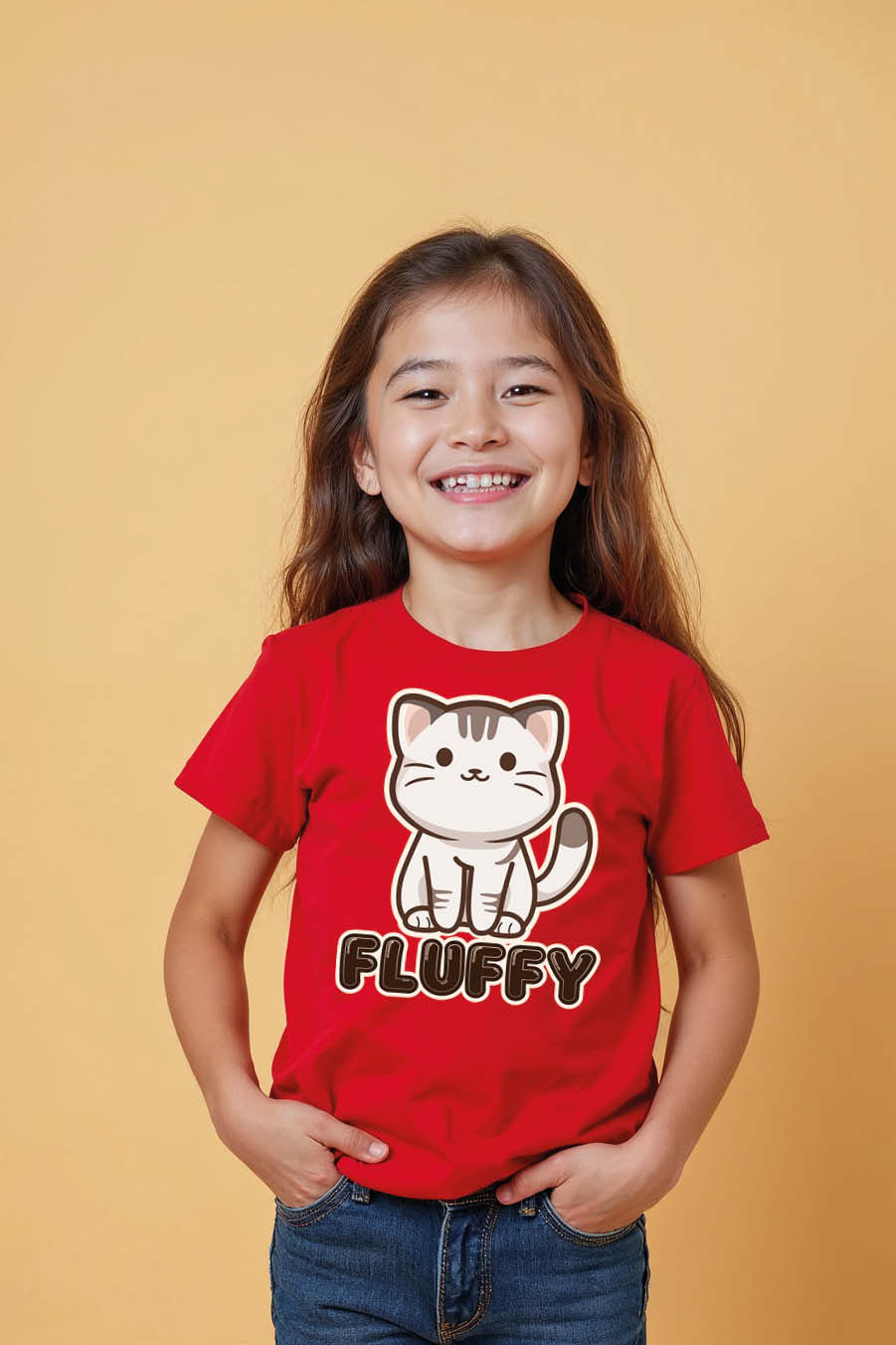 Thumbnail: Fluffy Trendy Trendy Printed Tee for Kids – Quote Print Design for Boys & Girls