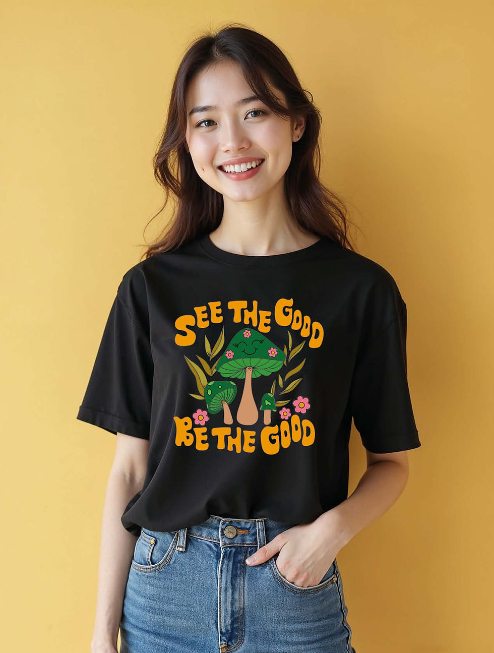 Thumbnail: see the good be the good Modern Women’s Typography T-Shirt – Shop Now
