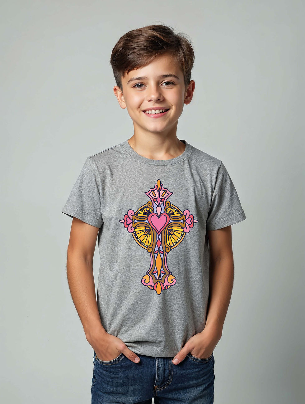 Thumbnail: Elegant Sacred Cross Unisex Printed Graphic T-Shirt For Mens, Womens & Kids