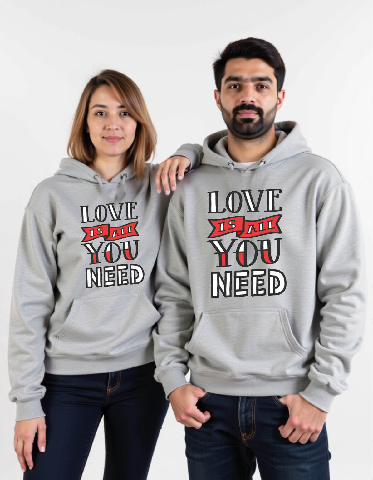 love is all you need Casual Printed Graphic Couple Hoodies
