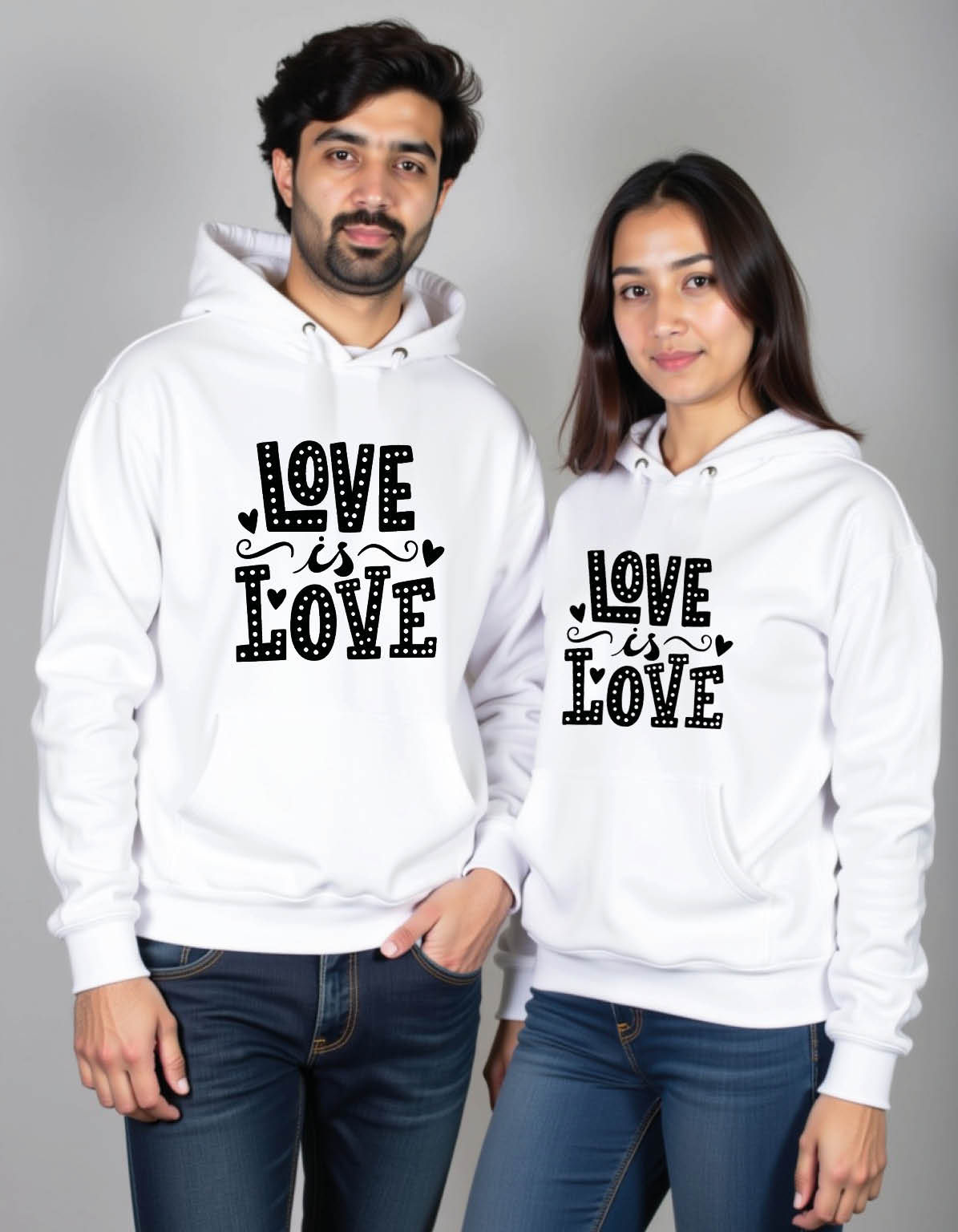 love is love Premium Classic Printed Graphic Couple Hoodies