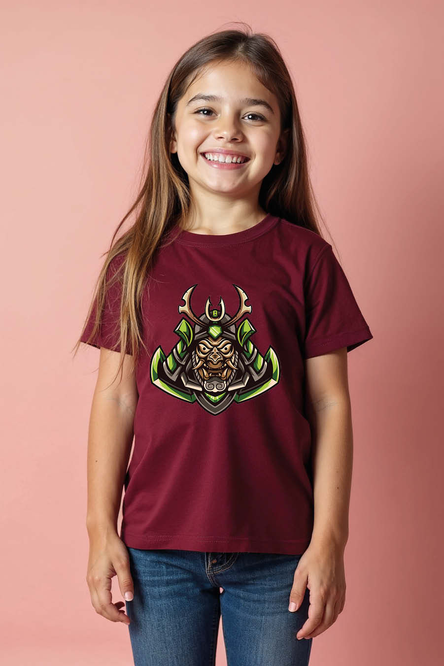 Thumbnail: Green Oni Samurai tee Playful Kids Graphic Tee – Sports Print Design