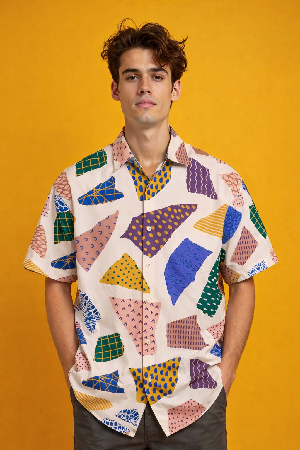 Colourful patchwork Fashion Forward Patterned Oversized Shirt – AOP Edition