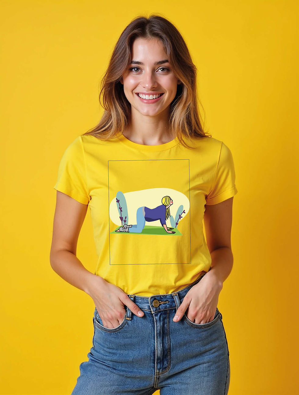 Thumbnail: Cat-Cow Yoga Pose Urban Women’s Printed Graphic Streetwear T-Shirt – Shop Now