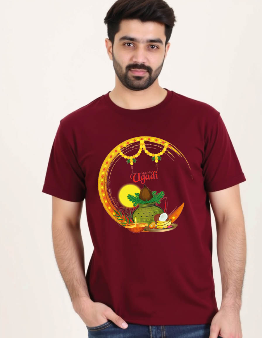 Happy ugadi Unisex printed graphic t shirt