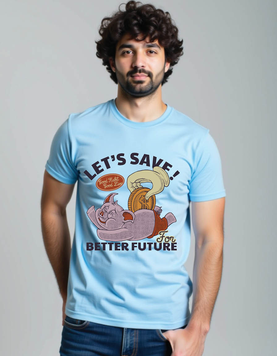 Thumbnail: emblem of funny piggy bank mens printed graphic t shirts