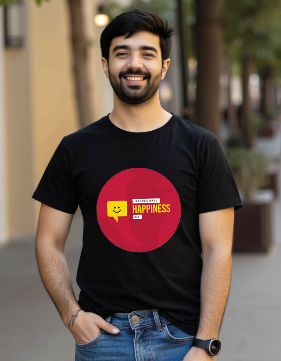 Thumbnail: International happiness day Unisex printed graphic t shirt