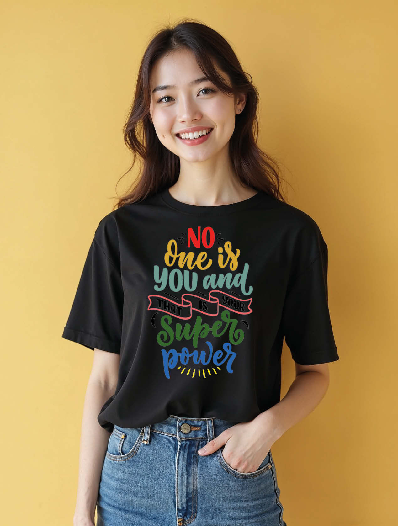 no one is you and super power Stylish Women’s Printed Graphic Streetwear T-Shirt