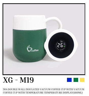 304 double wall insulated vacuum coffee cup with temperature display (460ml)