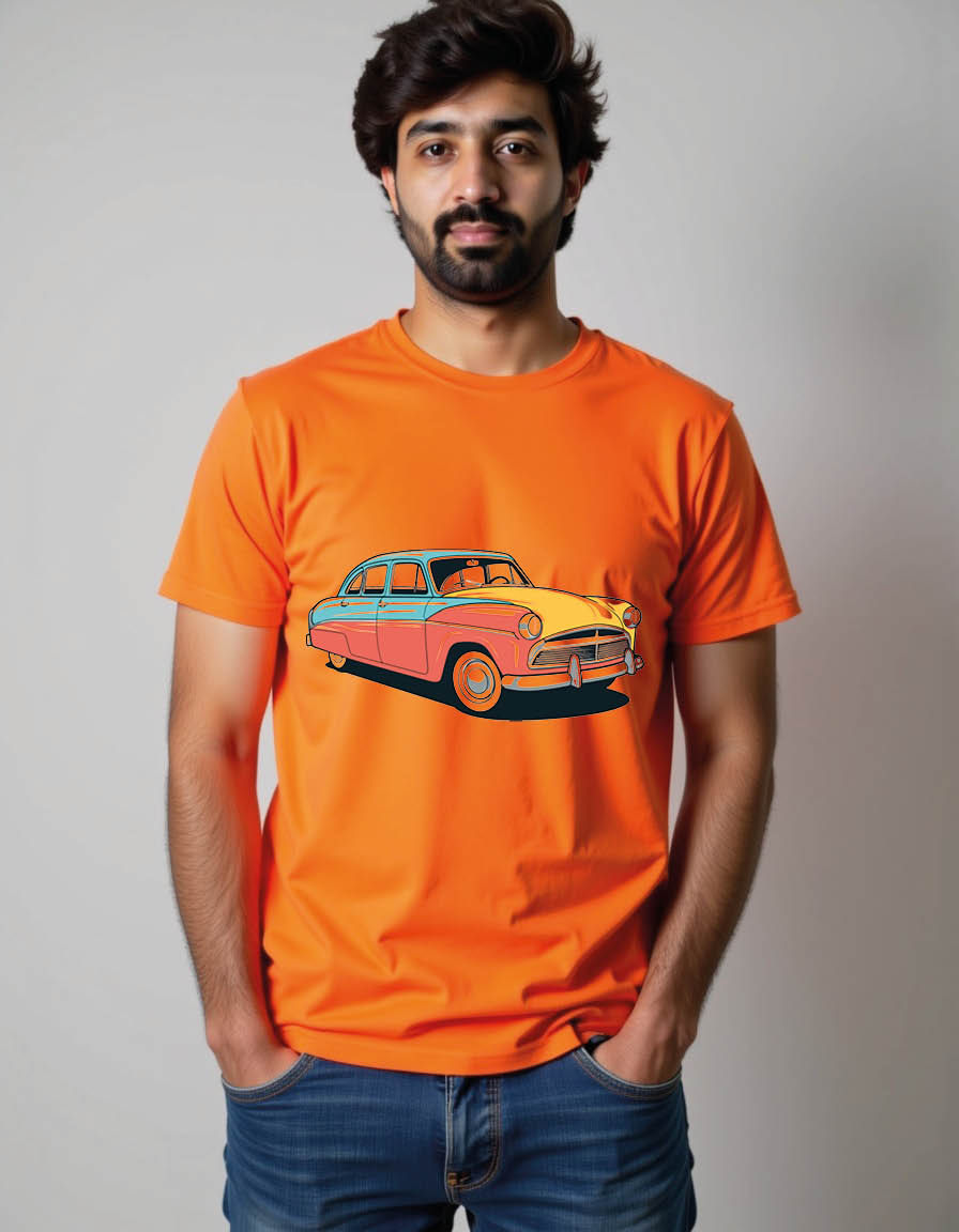 Thumbnail: car with pop art style mens printed graphic t shirt