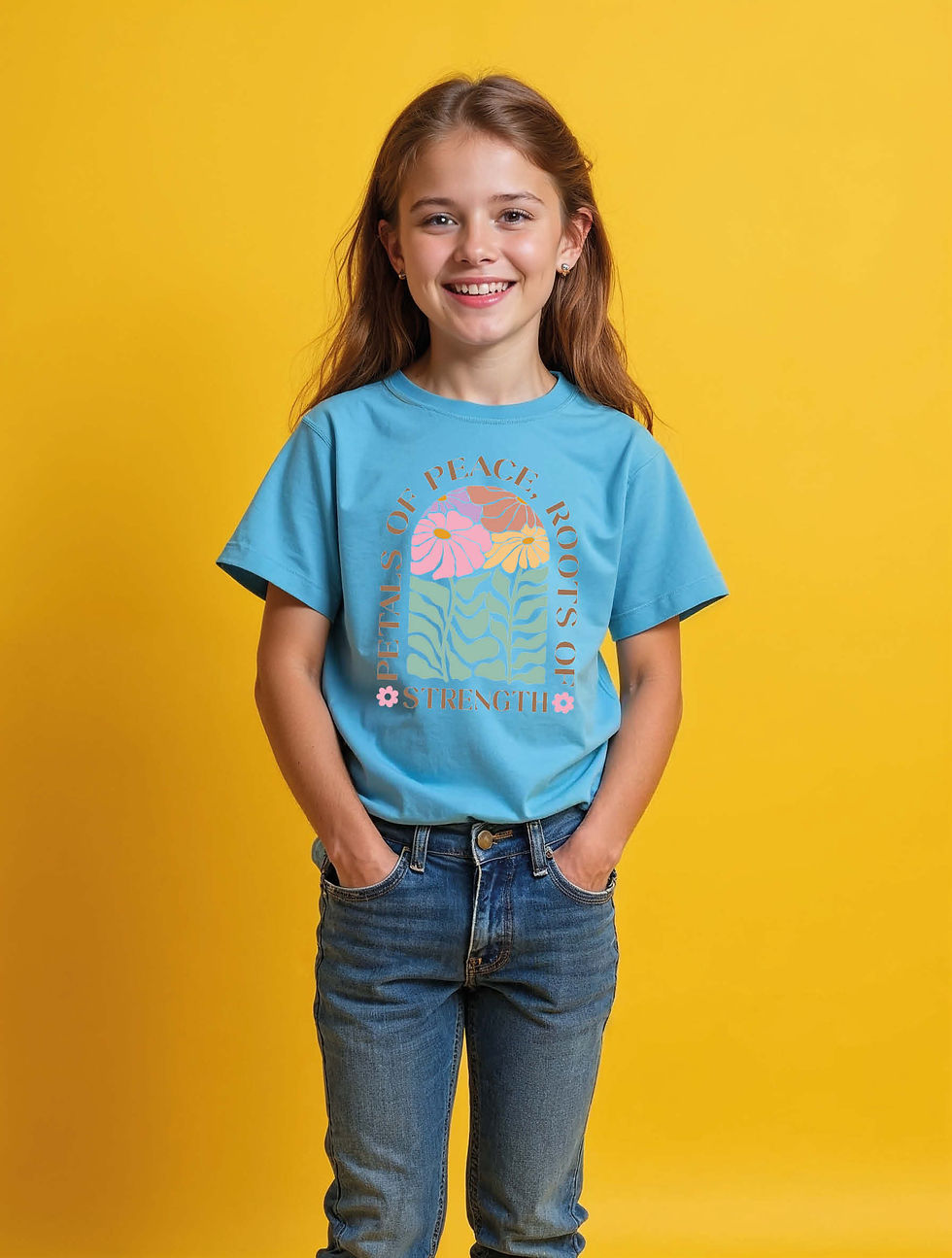 Thumbnail: petals of peace roots of strength Streetwear Unisex Printed Graphic T-Shirt