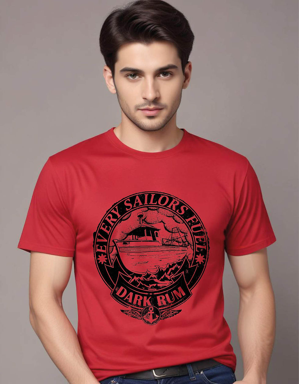 Thumbnail: dark rum winged anchor with wavy mens printed graphic t shirt