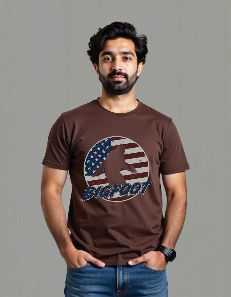 Thumbnail: america flag bigfoot  adventure lover mens printed graphic t shirt