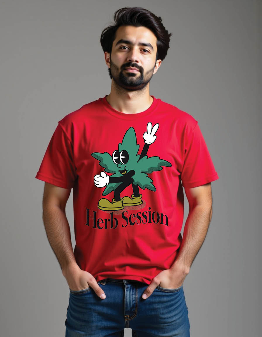 Thumbnail: chill with cannabis groovy character mens printed graphic t shirt