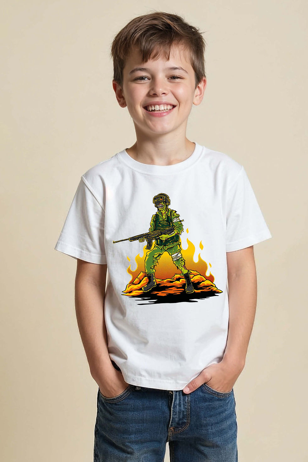 Thumbnail: Brave Soldier Graphic Kids T-Shirt – Army Hero Theme Tee for Boys & Girls