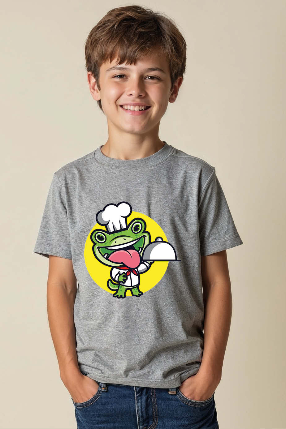 Thumbnail: Kids' Chef Frog Cartoon Graphic T-Shirt Colorful Stylish Kids Graphic