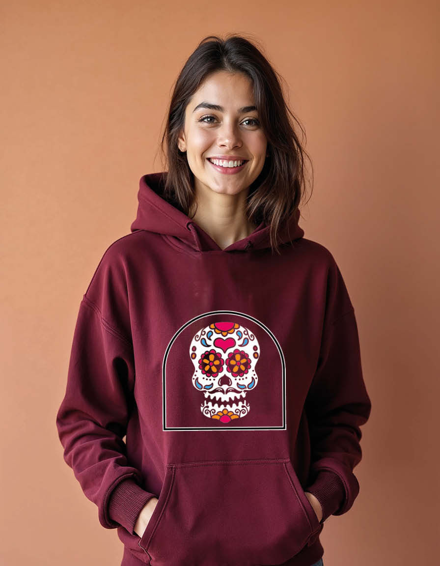 Thumbnail: Sugar Skull Urban Unisex Printed Graphic Hoodies For Men & Women