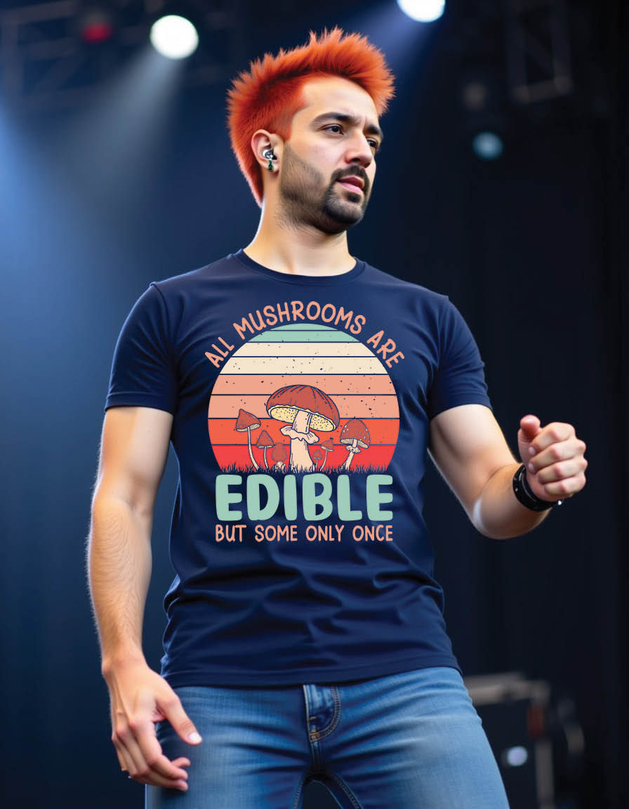 Thumbnail: all mushrooms are edible some only once mushroom mens printed graphic t shirt