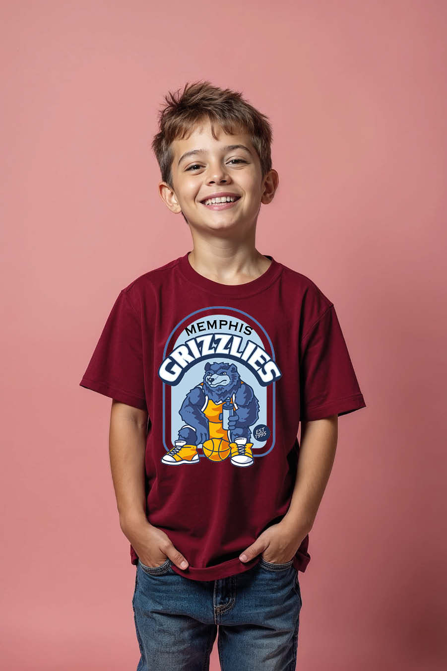 Thumbnail: Memphis Grizzlies Stylish Kids Printed T-Shirt – Artwork Print Design for Boys