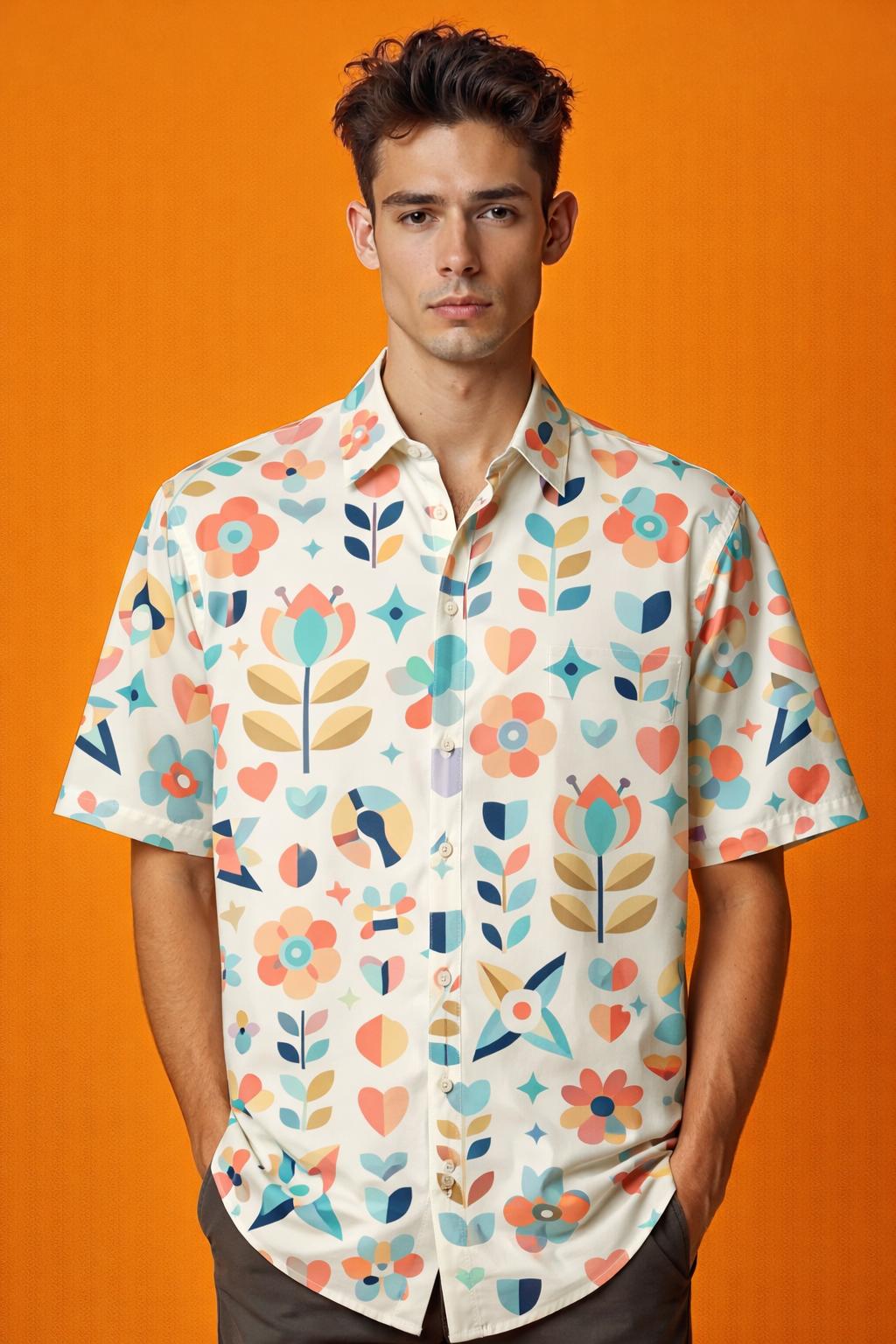 Floral Urban Casual Patterned All Over Print Oversized Shirt